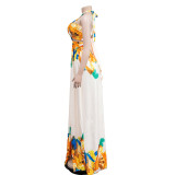 Women's Fashion Contrasting Color Sleeveless Wrap Maxi Dress