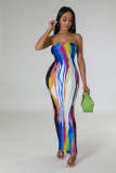 Women's Digital Positioning Print Wrap Dresses Club Maxi Dress