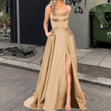 Solid Color Bridesmaid Dresses Long Maxi Dress Slim Fit Off Shoulder Bridesmaid Evening Dress