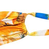 Women's Fashion Contrasting Color Sleeveless Wrap Maxi Dress