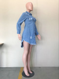 Trendy Ripped Fringe Denim Dress