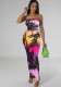 Women's Digital Positioning Print Wrap Dresses Club Maxi Dress
