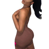 Women's Street Sexy Hot Tight Fitting High Stretch Fashion Print Halter Neck Cargo Rompers