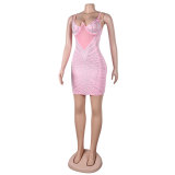 Sexy Beaded Strap Dress Nightclub Wear