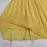 Sexy Low Back Halter Neck Tank Top Pleated Maxi Skirt Two-Piece Set