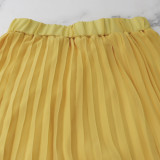 Sexy Low Back Halter Neck Tank Top Pleated Maxi Skirt Two-Piece Set