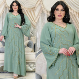 Muslim Beaded Loose-Cut Robe Dress Saudi Arabia Muslim