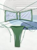 Sexysolid Color Lace Up Bikini Swimsuit