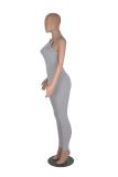 Women Sexy Solid Slim Backless Sports Jumpsuit