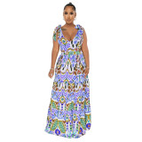Women Multi-Color Sleeveless Lace-Up Maxi Dress