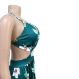 Women Summer Fashion Flower Print Sundress