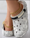Women Outdoor Wear Print Platform Clogs
