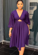 Women v-neck cutout dress