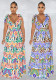 Women Multi-Color Sleeveless Lace-Up Maxi Dress