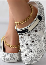 Women Outdoor Wear Print Platform Clogs