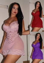 Women deep vlace suspender nightdress Sexy Lingerie