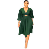 Women v-neck cutout dress