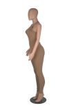 Women Sexy Solid Slim Backless Sports Jumpsuit