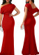 Women Sexy Slash Shoulder Pleated Dress