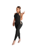 Women Sexy Solid Slim Backless Sports Jumpsuit