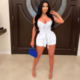 Sexy Lace-Up Lace Patchwork Halter Jumpsuit