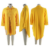 Spring Sexy Solid Color Shirt Dress Loose Long Sleeve Shirt Dress
