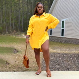 Spring Sexy Solid Color Shirt Dress Loose Long Sleeve Shirt Dress