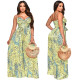 Ladies Fashion Printed Strap Pleated Jumpsuit