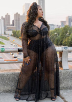 Summer Fashion Plus Size Women's See-Through Sexy Mesh Sequin Maxi Dress Summer Fashion Plus Size Women's See-Through Sexy Mesh Sequin Maxi Dress