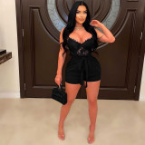 Sexy Lace-Up Lace Patchwork Halter Jumpsuit