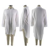 Spring Sexy Solid Color Shirt Dress Loose Long Sleeve Shirt Dress