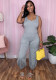 Solid Color U-Neck Sleeveless Wide Strap Loose Casual Jumpsuit