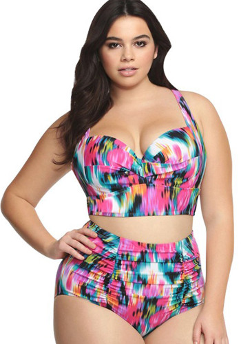 Sexy High Waist Plus Size Two Piece Bikini Swimsuit