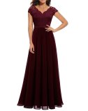 Elegant Lace Patchwork Long Slim Waist Elegant Gown Dress