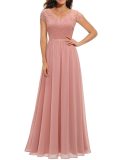 Elegant Lace Patchwork Long Slim Waist Elegant Gown Dress