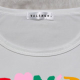 Round Neck Casual Letter Printing Sensation Short Sleeve T-Shirt Women's Trendy Top