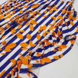 Chic Puff Sleeve Elegant Ruffled High Waist Overalls Straight Leg Trousers Women's Jumpsuit