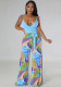 Women's Fashion Summer Sexy Low Back Deep V Straps Jumpsuit