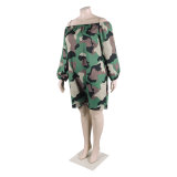 Sexy Casual Print Off Shoulder Plus Size Jumpsuit