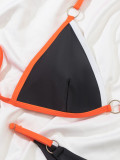 Bikini Color Matching Triangle Cup Tie Sexy Low Back Bikini Swimsuit