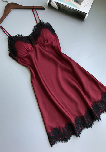 Home Sexy Pajamas Female Temptation Sexy V-Neck Lace Side Straps Nightdress Sexy Underwear