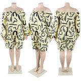 Sexy Casual Print Off Shoulder Plus Size Jumpsuit