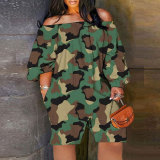 Sexy Casual Print Off Shoulder Plus Size Jumpsuit