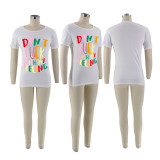 Round Neck Casual Letter Printing Sensation Short Sleeve T-Shirt Women's Trendy Top