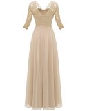 Elegant Lace Patchwork Long Slim Waist Elegant Gown Dress