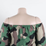 Sexy Casual Print Off Shoulder Plus Size Jumpsuit