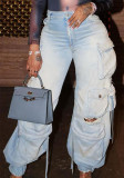 Denim Cargo Pants Multi-Pocket Pants Retro Casual Pocket Pants