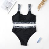 Plus Size Leopard Patchwork Bikini Two-Piece Set
