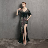 Women Formal Party Halter Neck Slim Elegant Mermaid Evening Dress