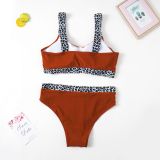 Plus Size Leopard Patchwork Bikini Two-Piece Set